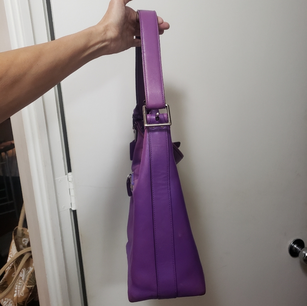 COACH Vtg 19889 Large Legacy Duffle Purple Leather Bucket Bag - Picture 3 of 11